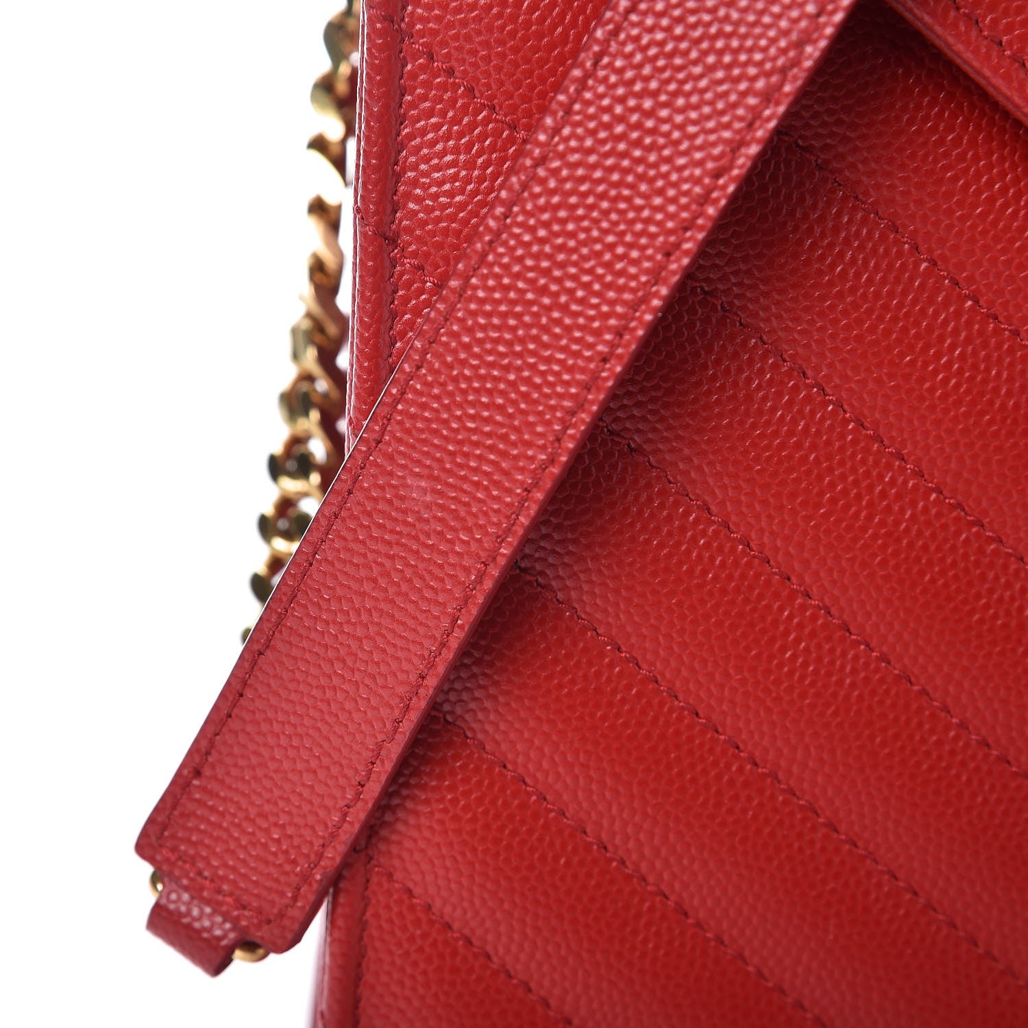 Saint Laurent Grain De Poudre Matelasse Chevron Large Monogram Satchel Lipstick Red 12 of 12