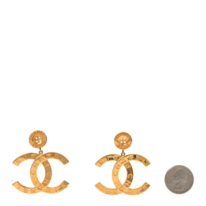 Chanel Metal Large Paris Button Earrings Gold 2 of 5