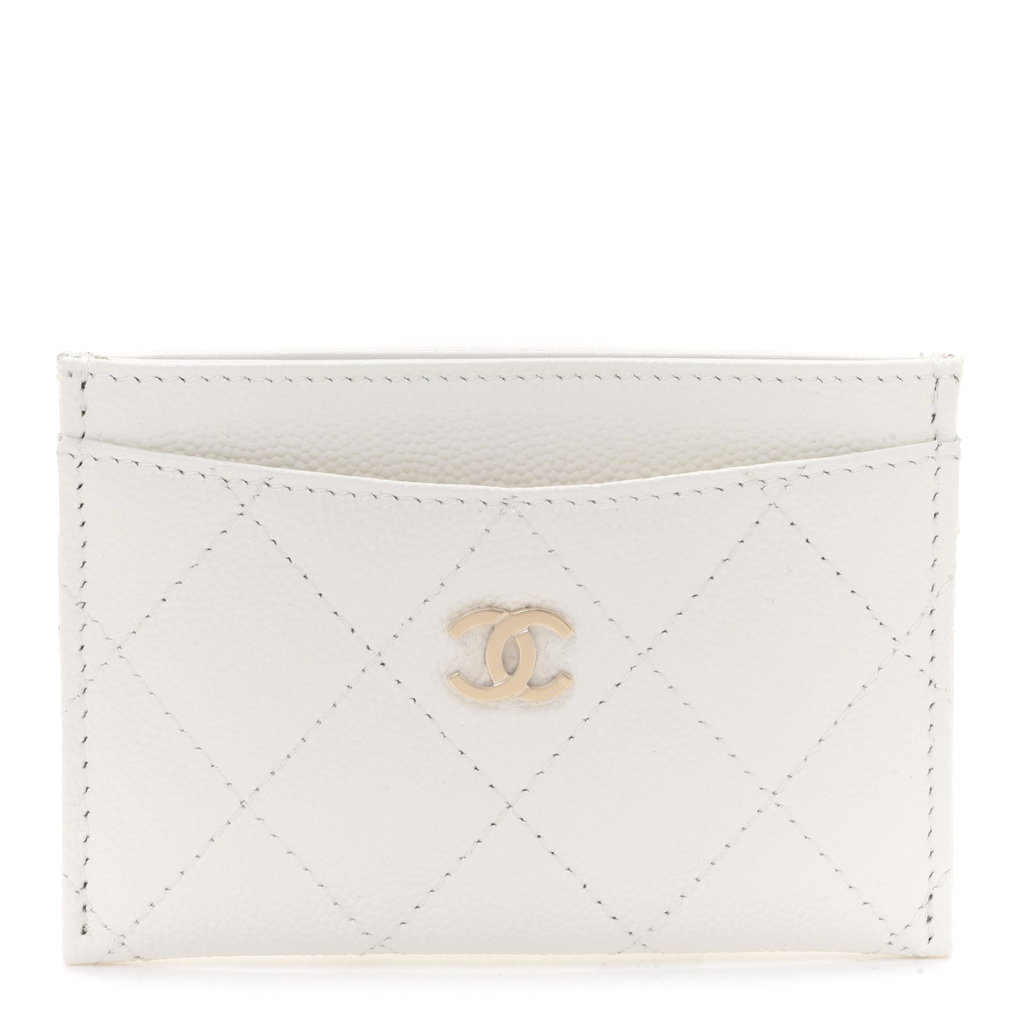 Caviar Quilted Card Holder White