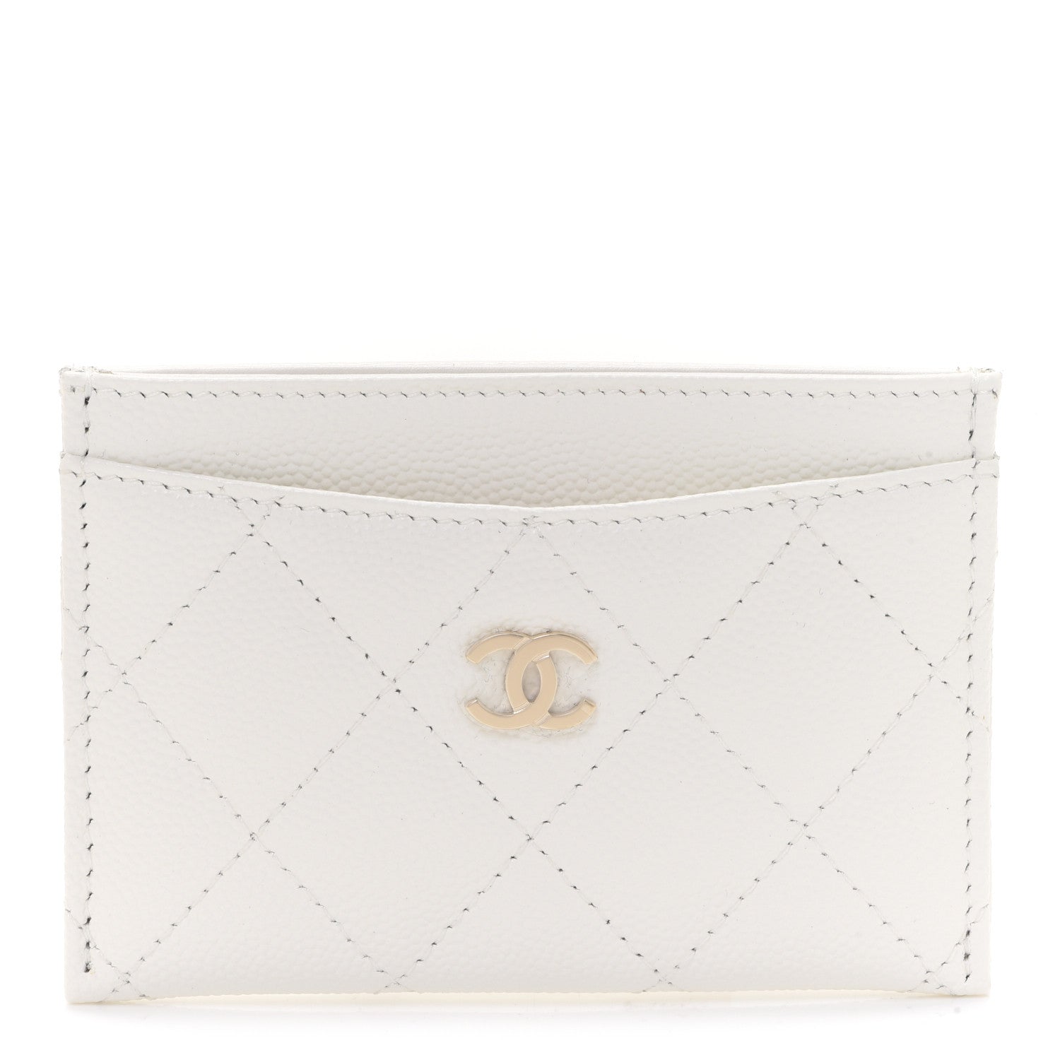 Chanel Caviar Quilted Card Holder White 1 of 9