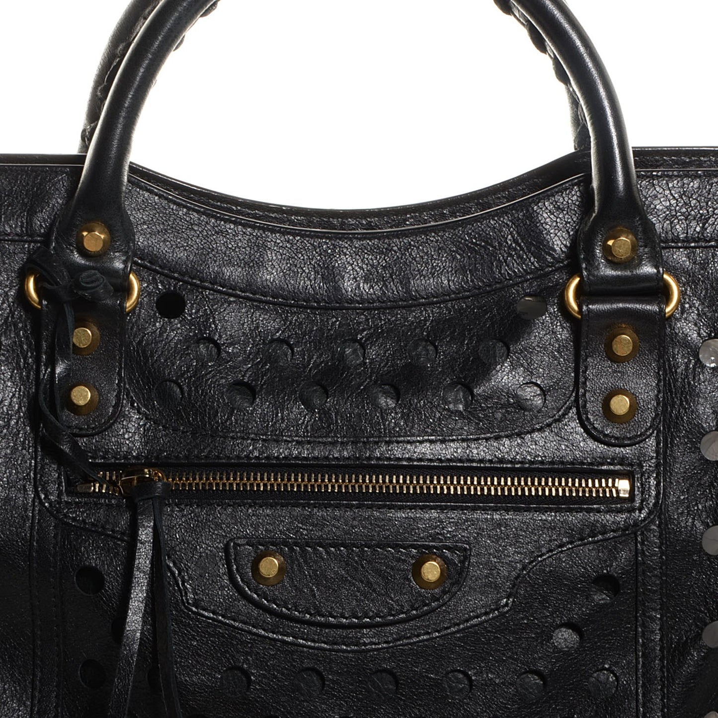 Agneau Classic Hardware Perforated Dot City Black