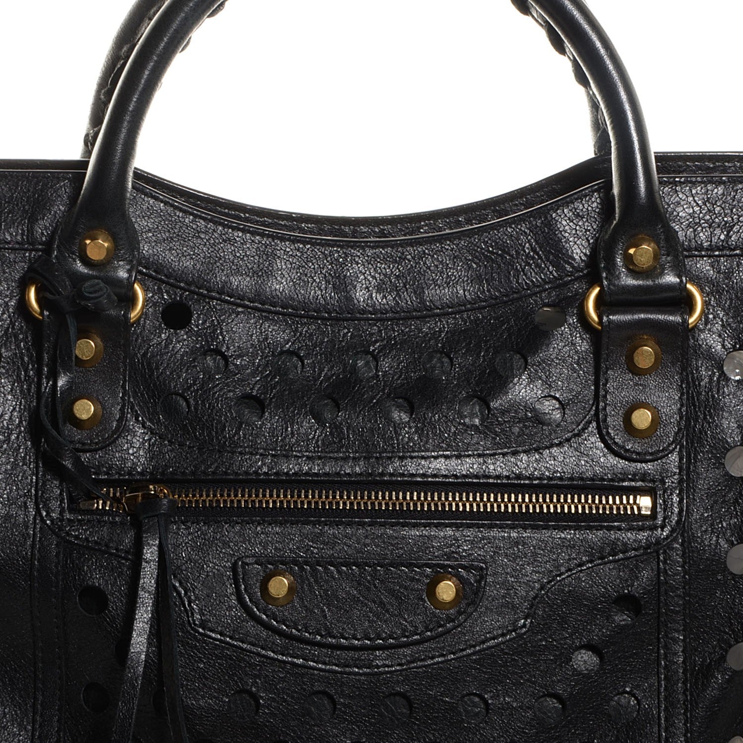 Balenciaga Agneau Classic Hardware Perforated Dot City Black 8 of 11