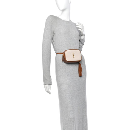 Saint Laurent Calfskin Canvas Monogram Lou Belt Bag Natural Beige Brick 2 of 10