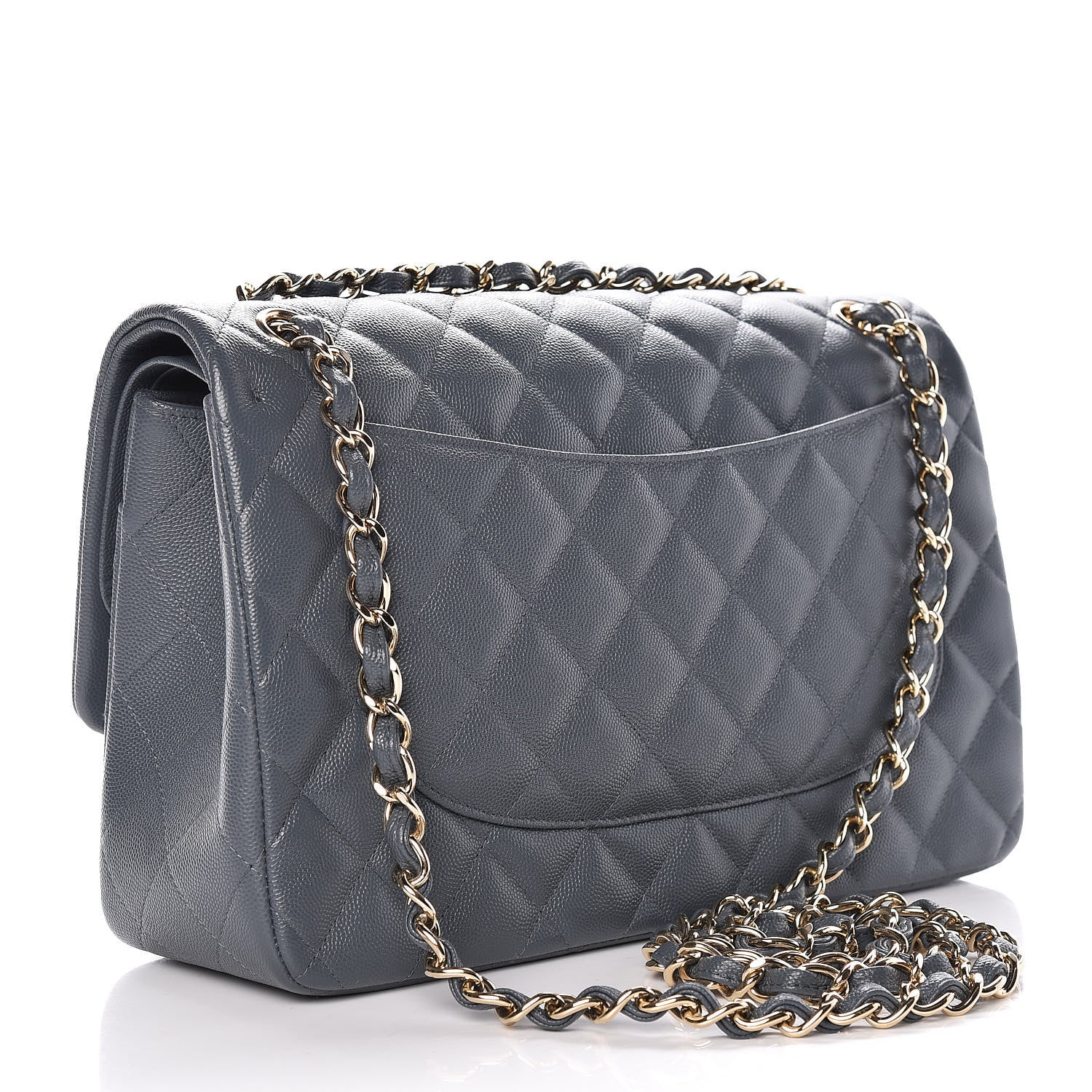 Chanel Caviar Quilted Jumbo Double Flap Dark Grey 3 of 10