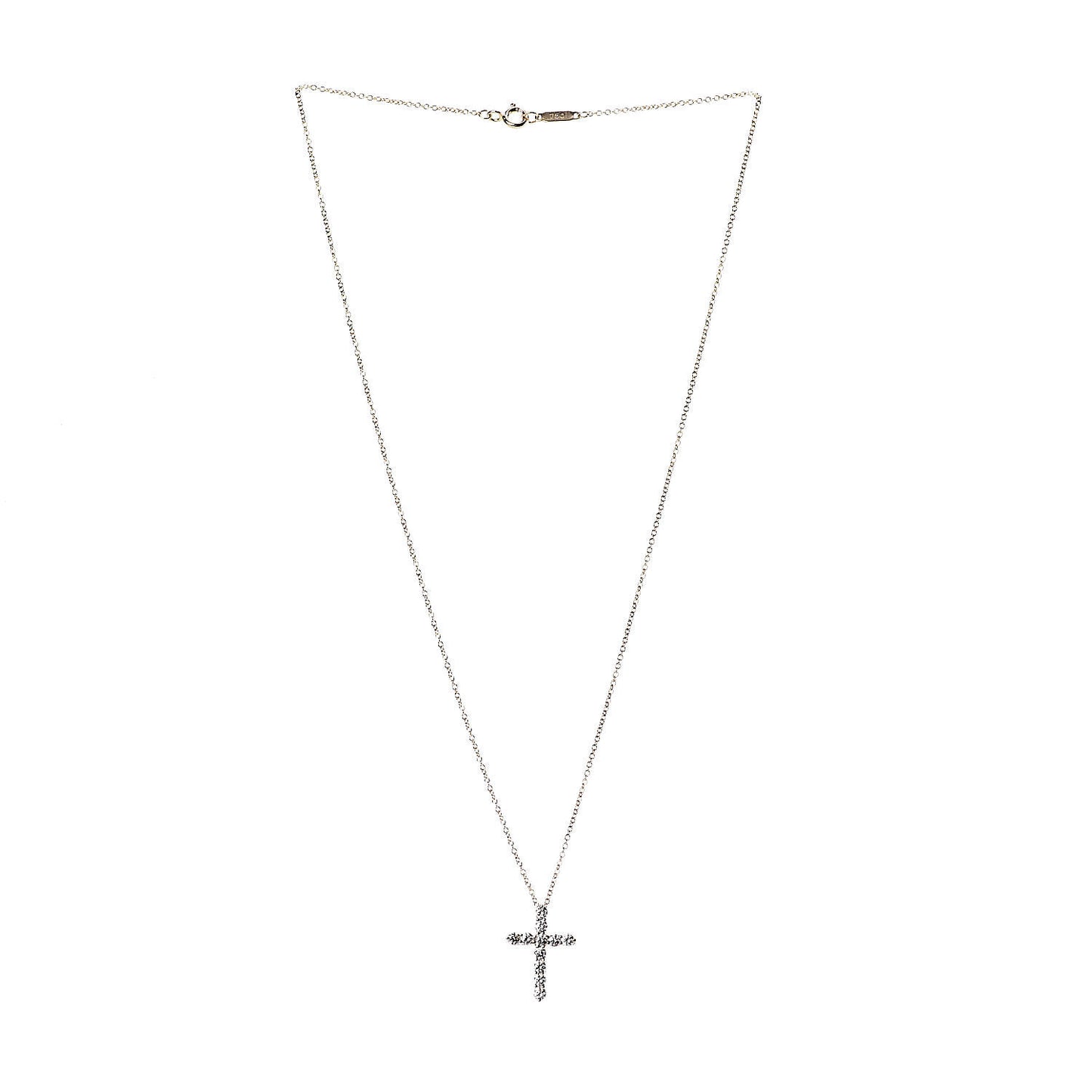 18K Yellow Gold Diamond Small Cross Pendant Necklace