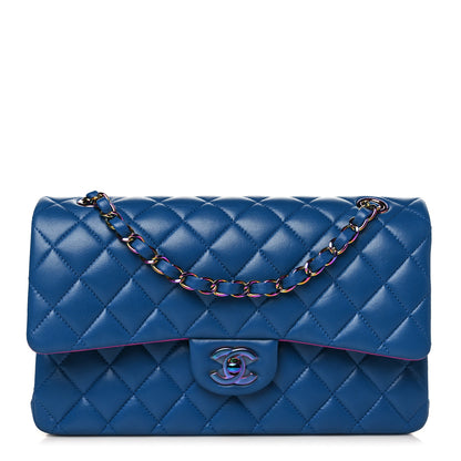 Chanel Lambskin Quilted Medium Double Flap Blue Pink 1 of 9