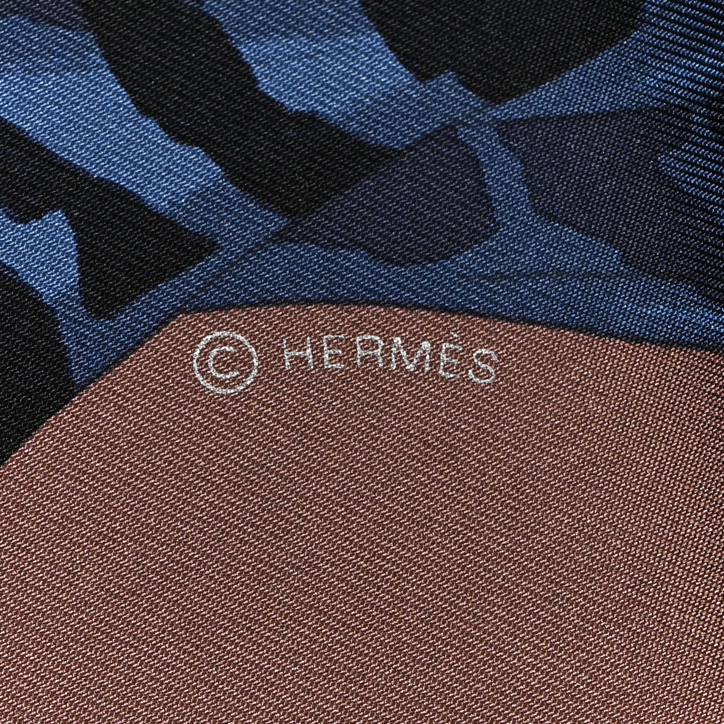 Silk Hermes Story Scarf 90 Marron Glace Bleu