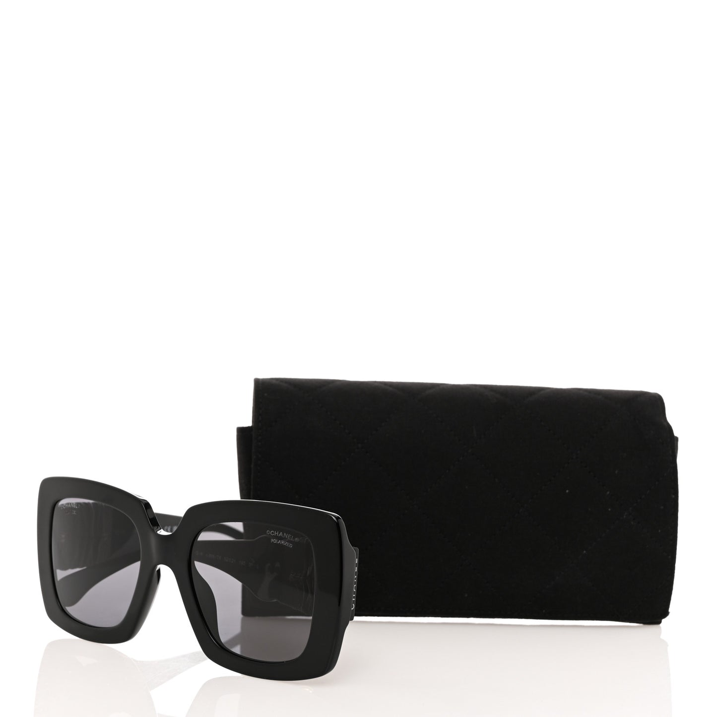 Acetate Calfskin Square Sunglasses 5474-Q-A Black