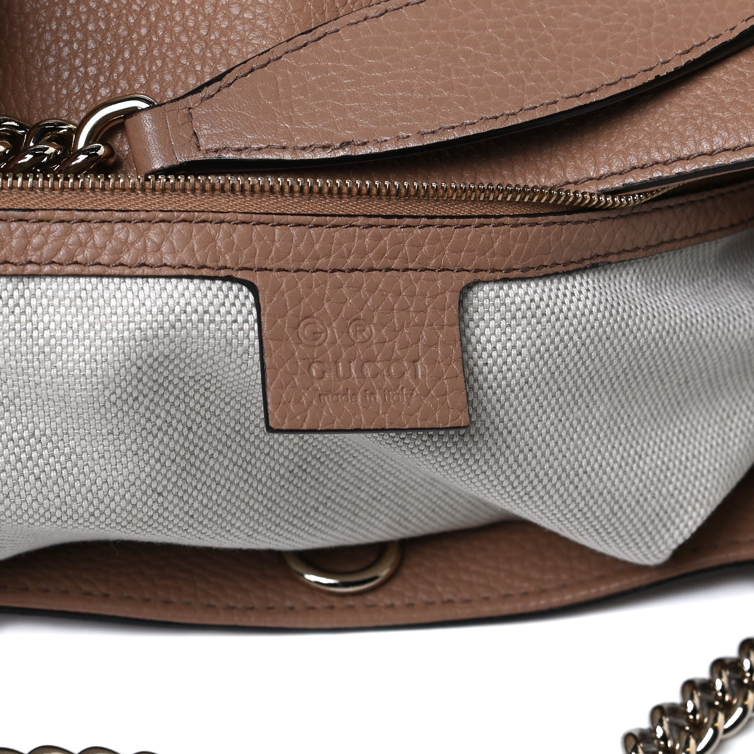 Gucci Pebbled Calfskin Medium Soho Chain Shoulder Bag Camelia 6 of 14