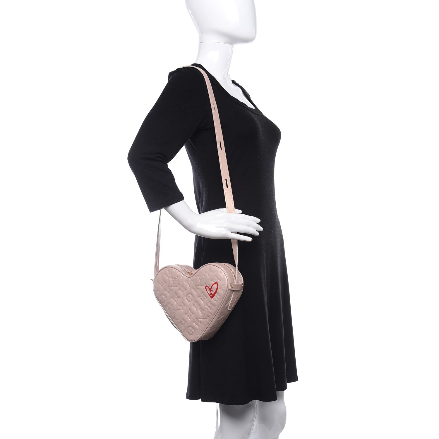 Louis Vuitton Lambskin Embossed Monogram Fall In Love Sac Coeur Light Pink 2 of 7