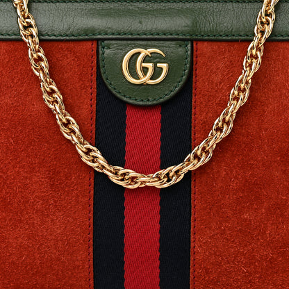 Gucci Suede Calfskin GG Web Small Ophidia Chain Shoulder Bag Brown Red Green 8 of 14