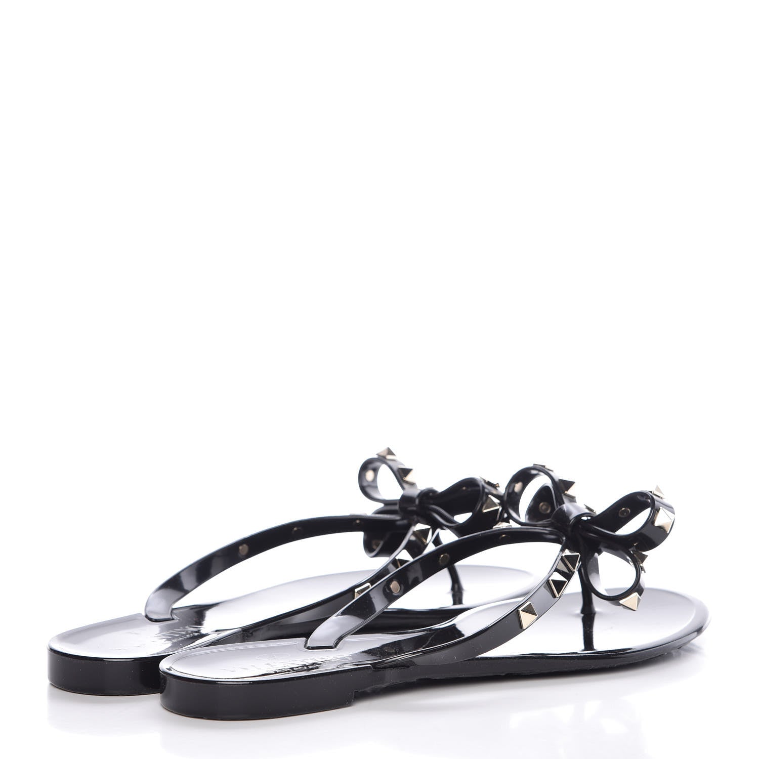 Valentino Garavani PVC Jelly Rockstud Bow Thong Sandals 38 Black 4 of 8