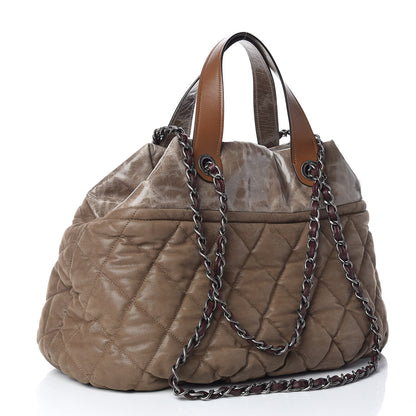 Chanel Iridescent Calfskin Quilted Large In The Mix Tote Khaki 3 of 10