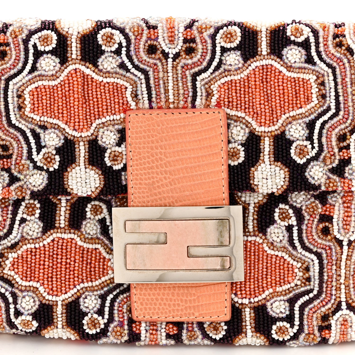 Fendi Beaded Lizard Baguette Pink 7 of 9