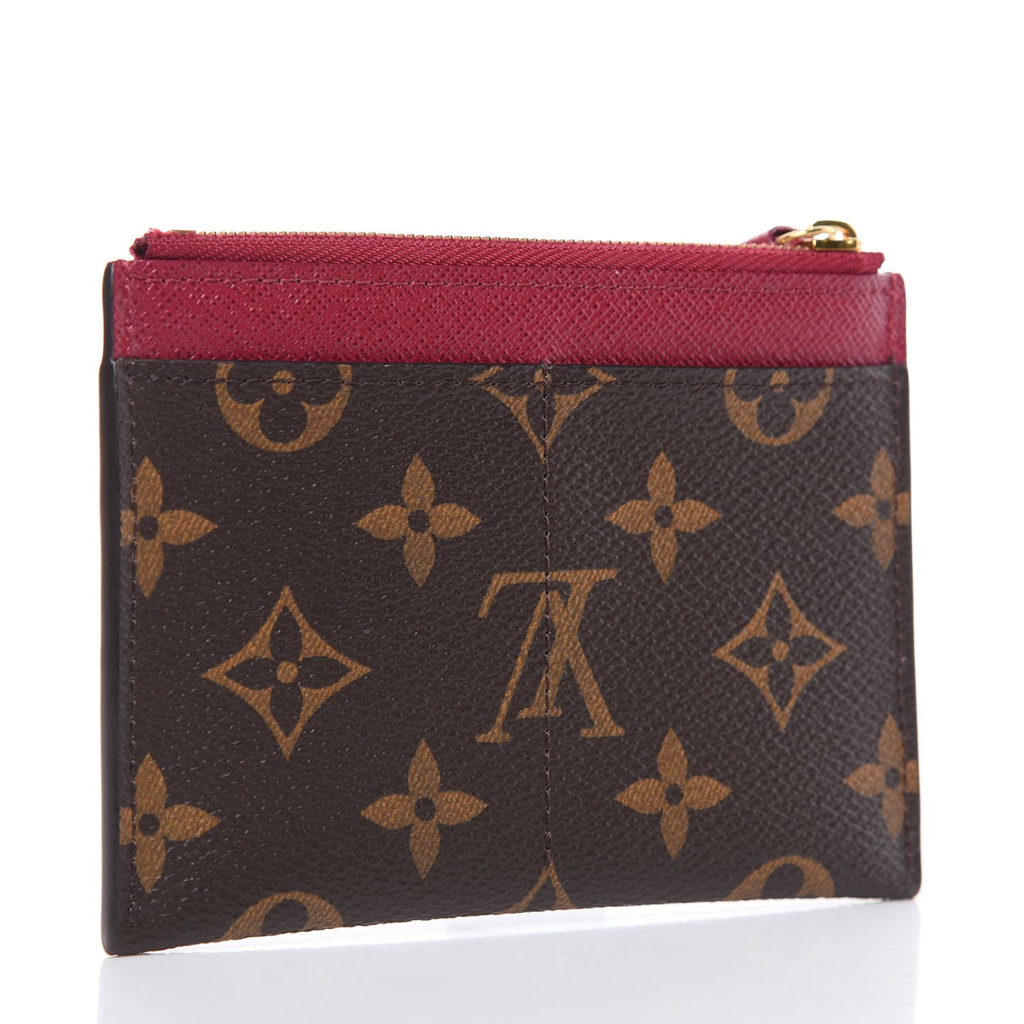 Monogram Zipped Card Holder Fuchsia