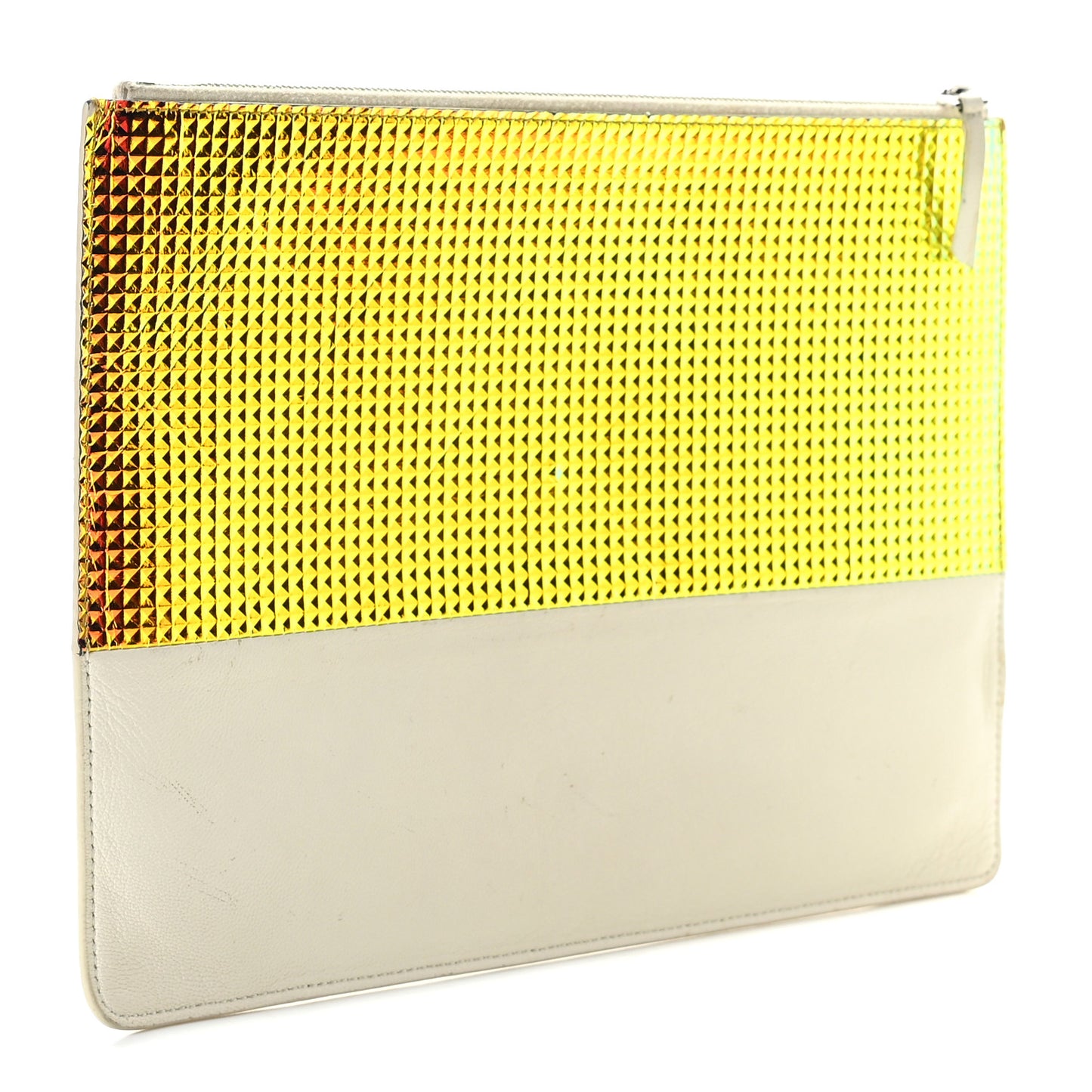 Lambskin Bi-Color Solo Clutch Pouch White