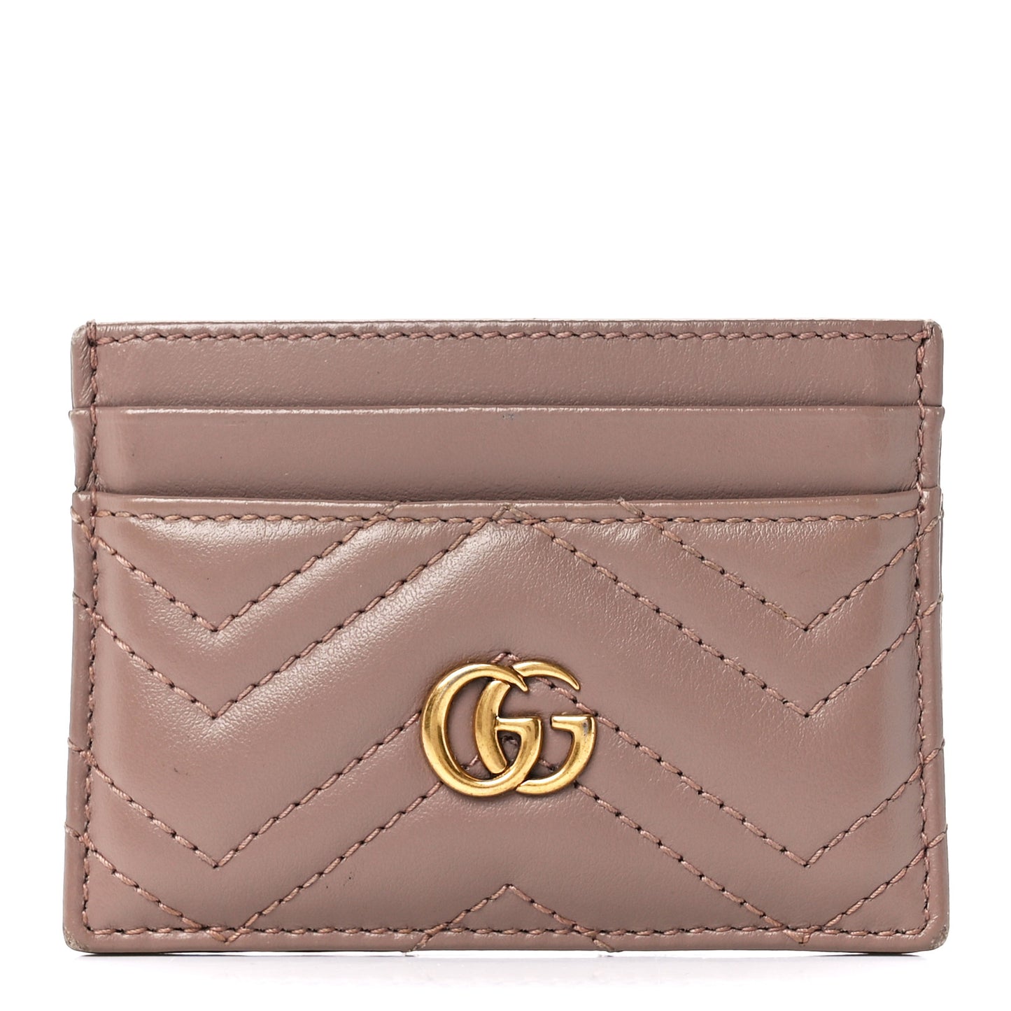 Calfskin Matelasse GG Marmont Card Holder Porcelain Rose