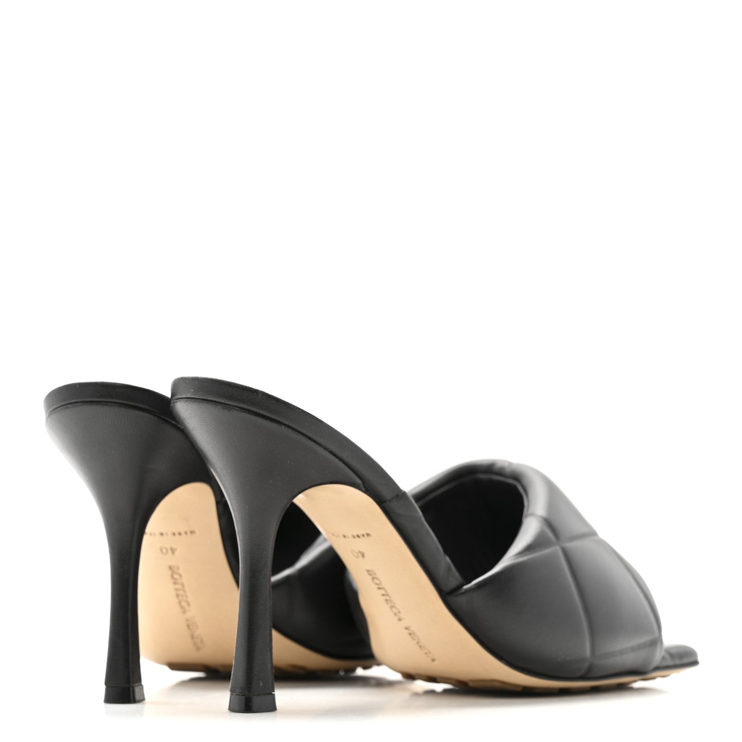 Nappa Quilted Rubber Lido Mule Sandals 40 Black