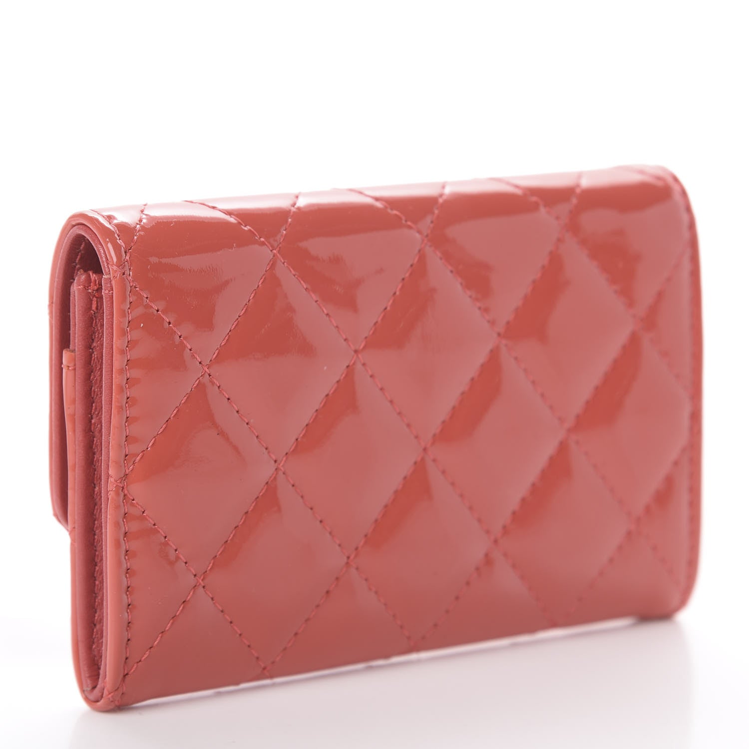 Chanel Patent Quilted Flap Card Holder Dark Pink 2 of 7