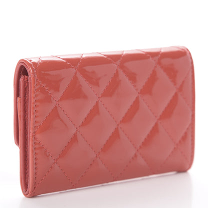 Chanel Patent Quilted Flap Card Holder Dark Pink 2 of 7
