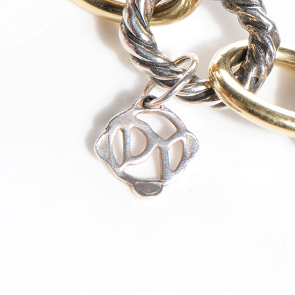 David Yurman Sterling Silver 18K Yellow Gold 10mm Medium Oval Link Bracelet 4 of 6