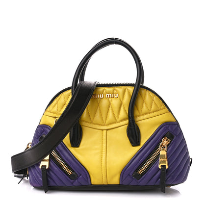 Miu Miu Nappa Matelasse Biker Satchel Sole Viola 1 of 20