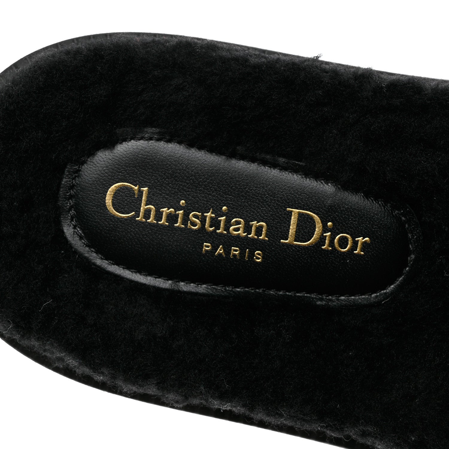 Christian Dior Shearling Canvas Lurex Embroidered Dway 10mm Slide Sandals 40 Black Natural 7 of 10