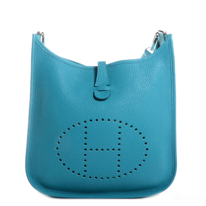 Hermes Taurillon Clemence Evelyne III PM Turquoise 1 of 7