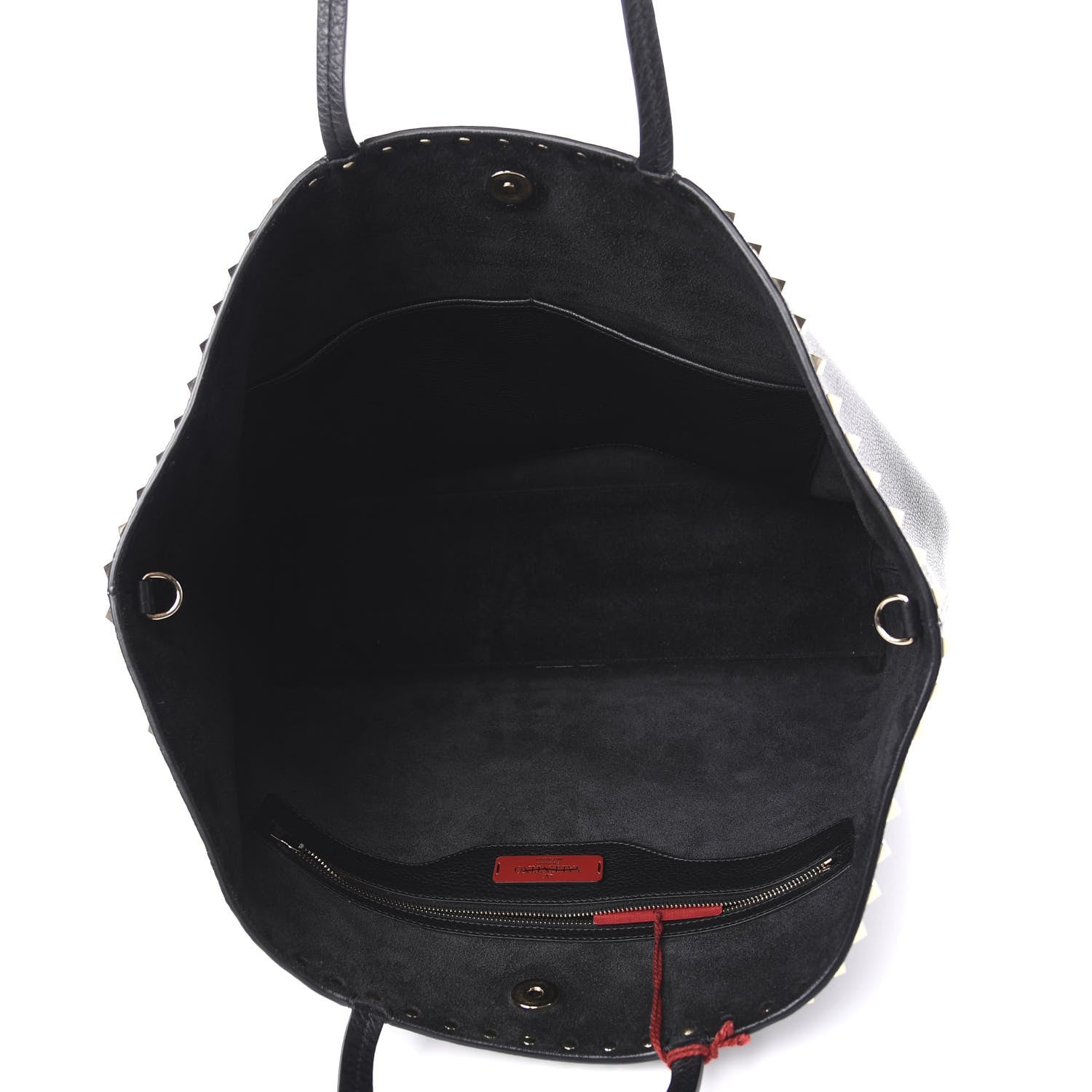 Valentino Garavani Grained Calfskin Rockstud Shoulder Tote Black 5 of 10