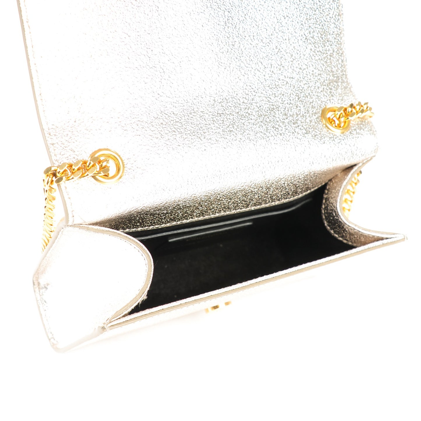Metallic Calfskin Small Classic Monogram Kate Satchel Pale Gold