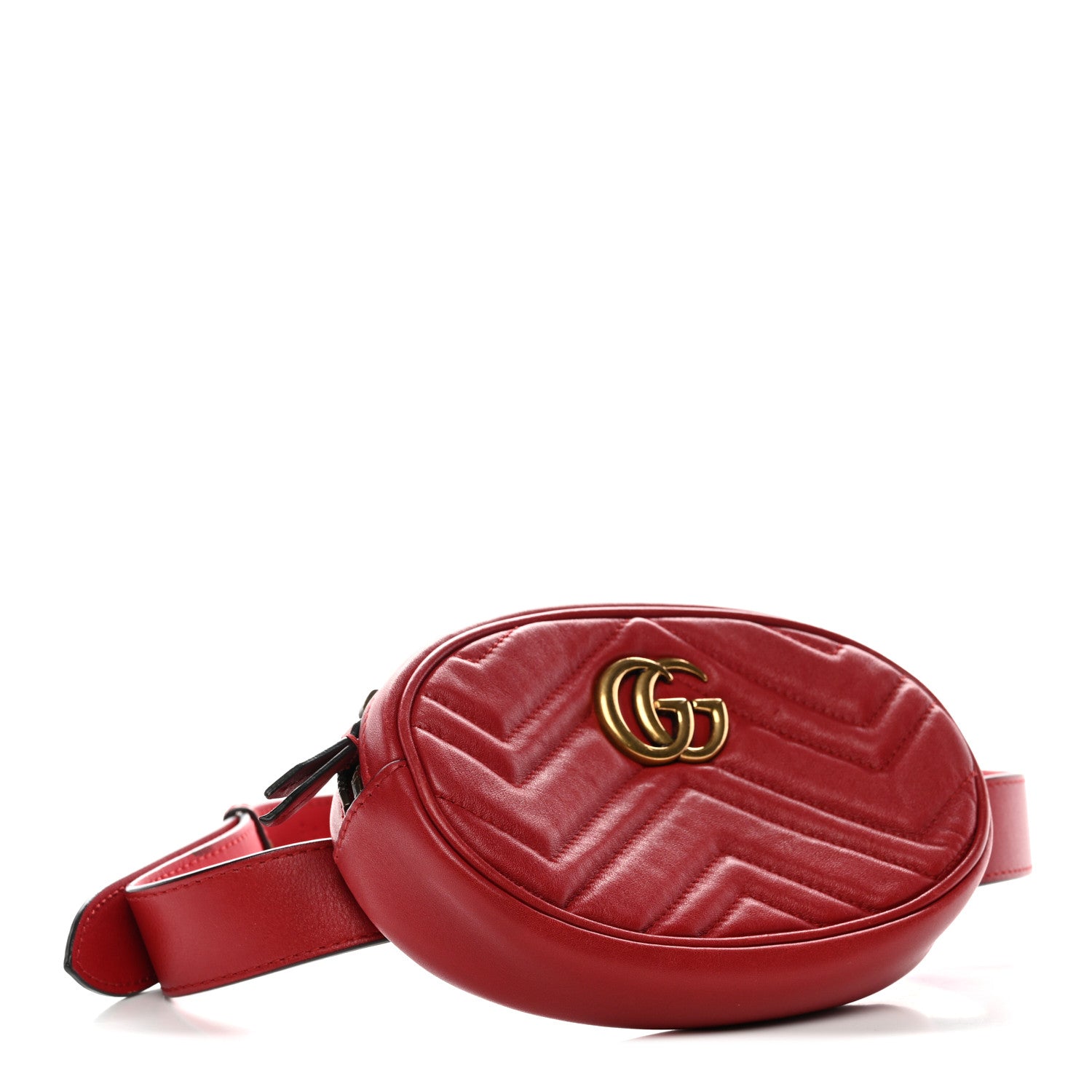 Gucci Calfskin Matelasse GG Marmont Belt Bag 85 34 Hibiscus Red 7 of 25