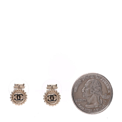 Chanel CC Bow Earrings Black Gold 2 of 5