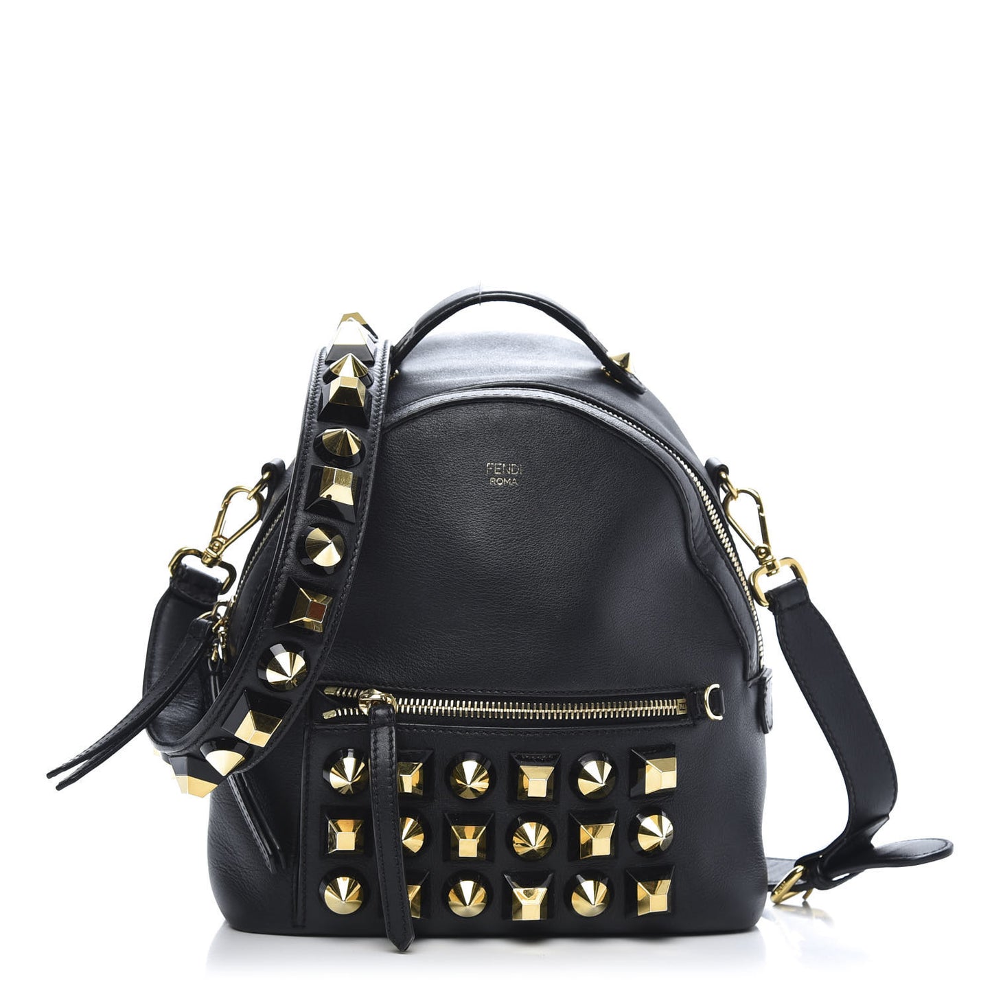 Vitello Dolce Studded Mini Backpack Black