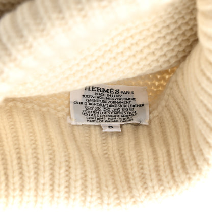 Hermes Cashmere Knit Boston Beanie Hat S Blanc Casse 4 of 5