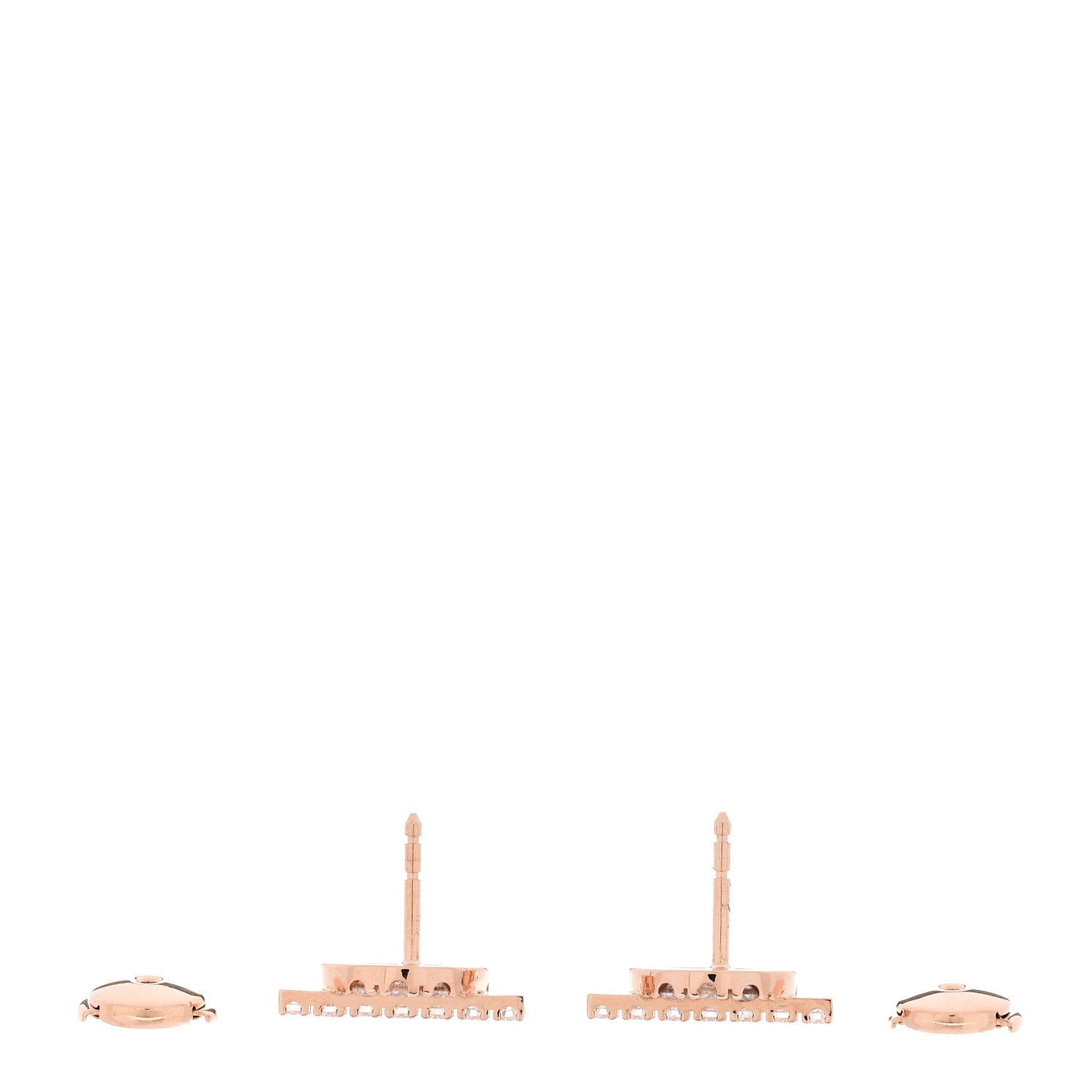 Hermes 18K Rose Gold Diamond Finesse Earrings 3 of 4