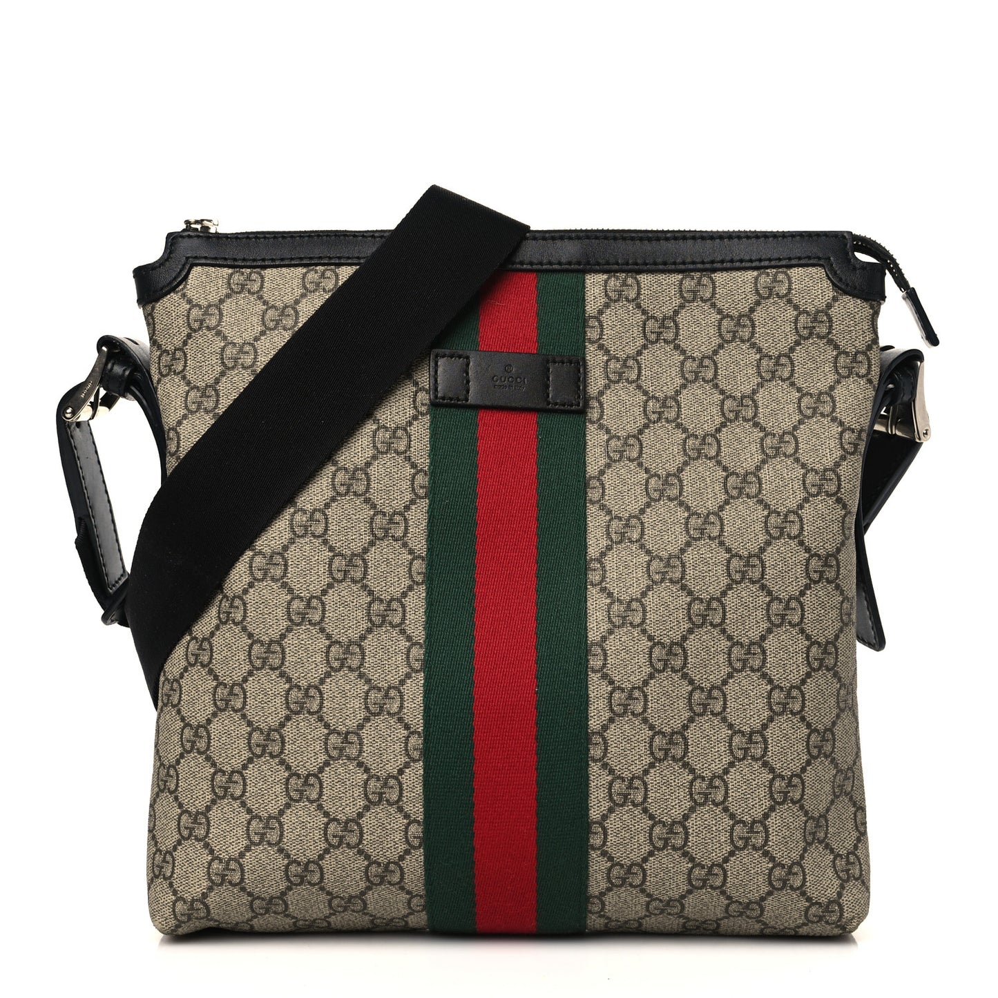 GG Supreme Monogram Web Messenger Bag Black