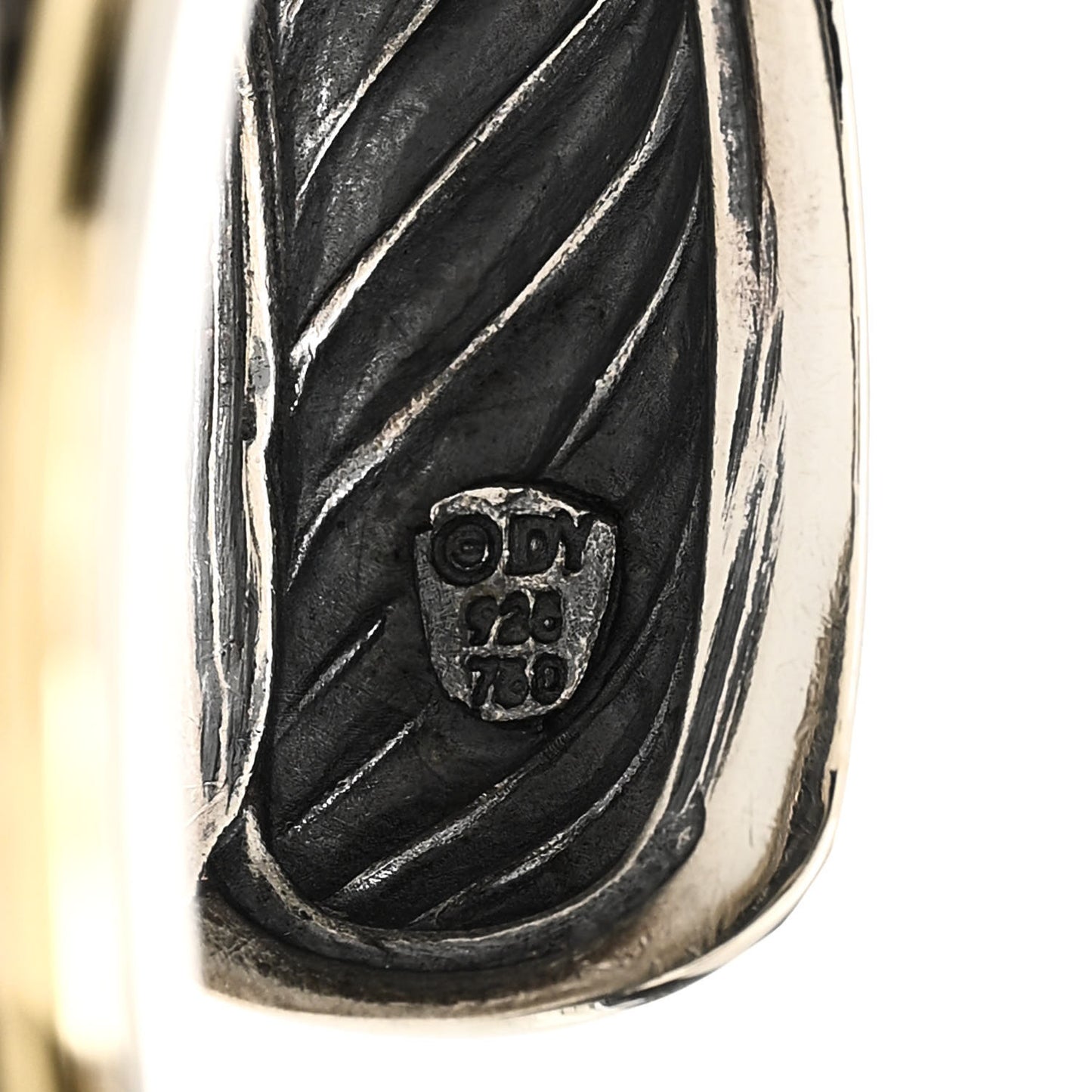Sterling Silver 18K Yellow Gold Sculpted Cable Cuff Bracelet