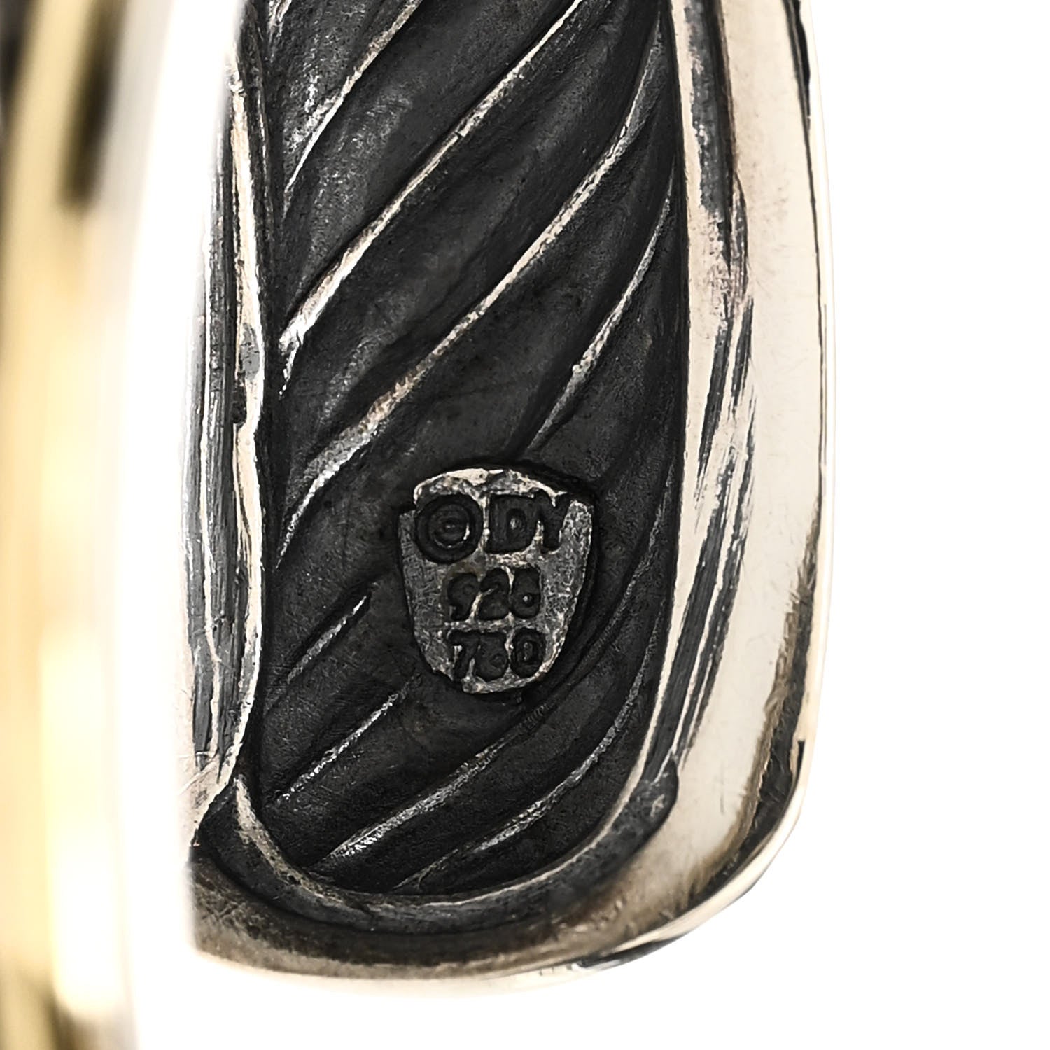 David Yurman Sterling Silver 18K Yellow Gold Sculpted Cable Cuff Bracelet 3 of 3