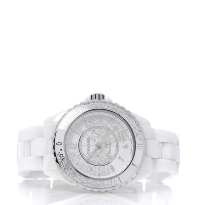 Chanel Stainless Steel Ceramic Diamond 38mm J12 Limited Edition Automatic Watch White 3 of 7