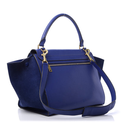 Celine Drummed Calfskin Suede Medium Trapeze Indigo 3 of 13