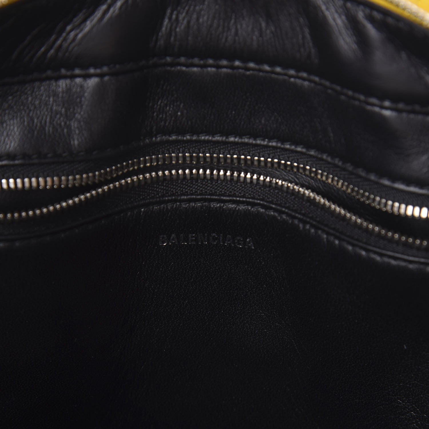 Balenciaga Shiny Day Calfskin Logo XS Triangle Duffle Jaune Black 6 of 9