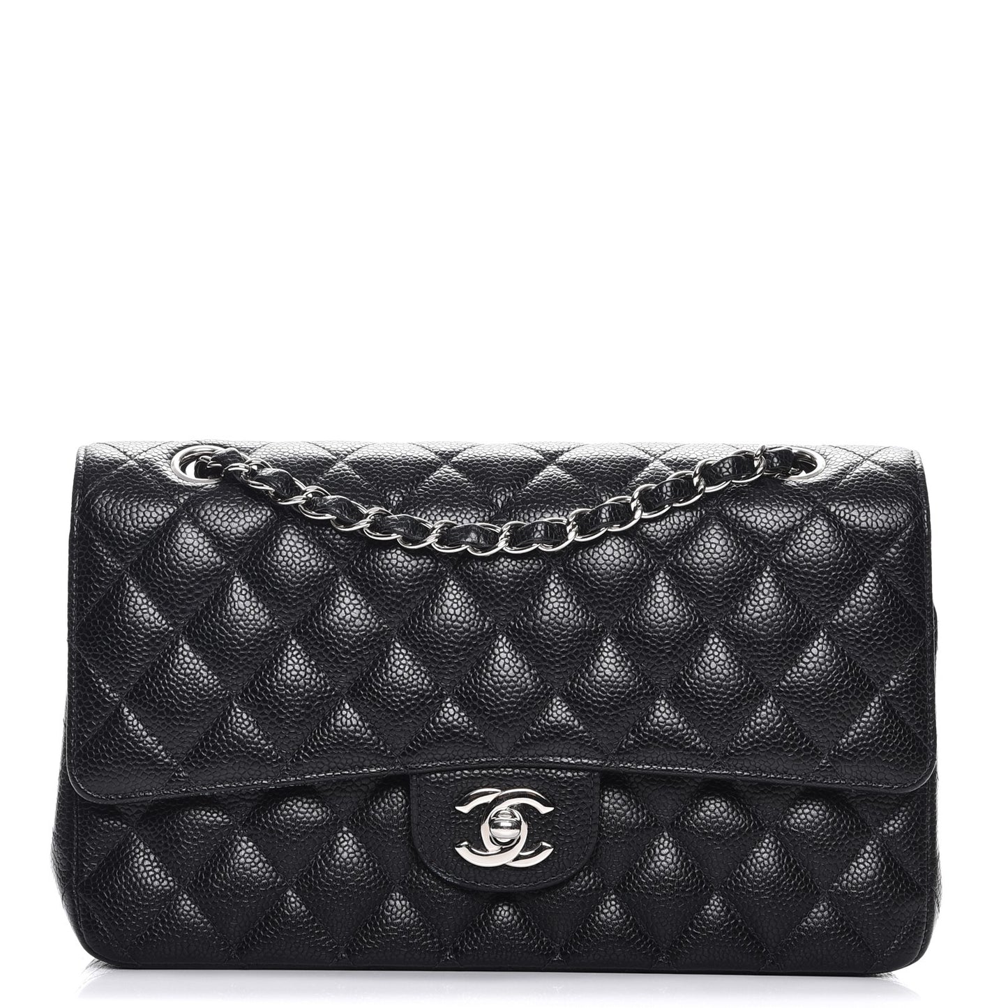 Caviar Quilted Medium Double Flap Black