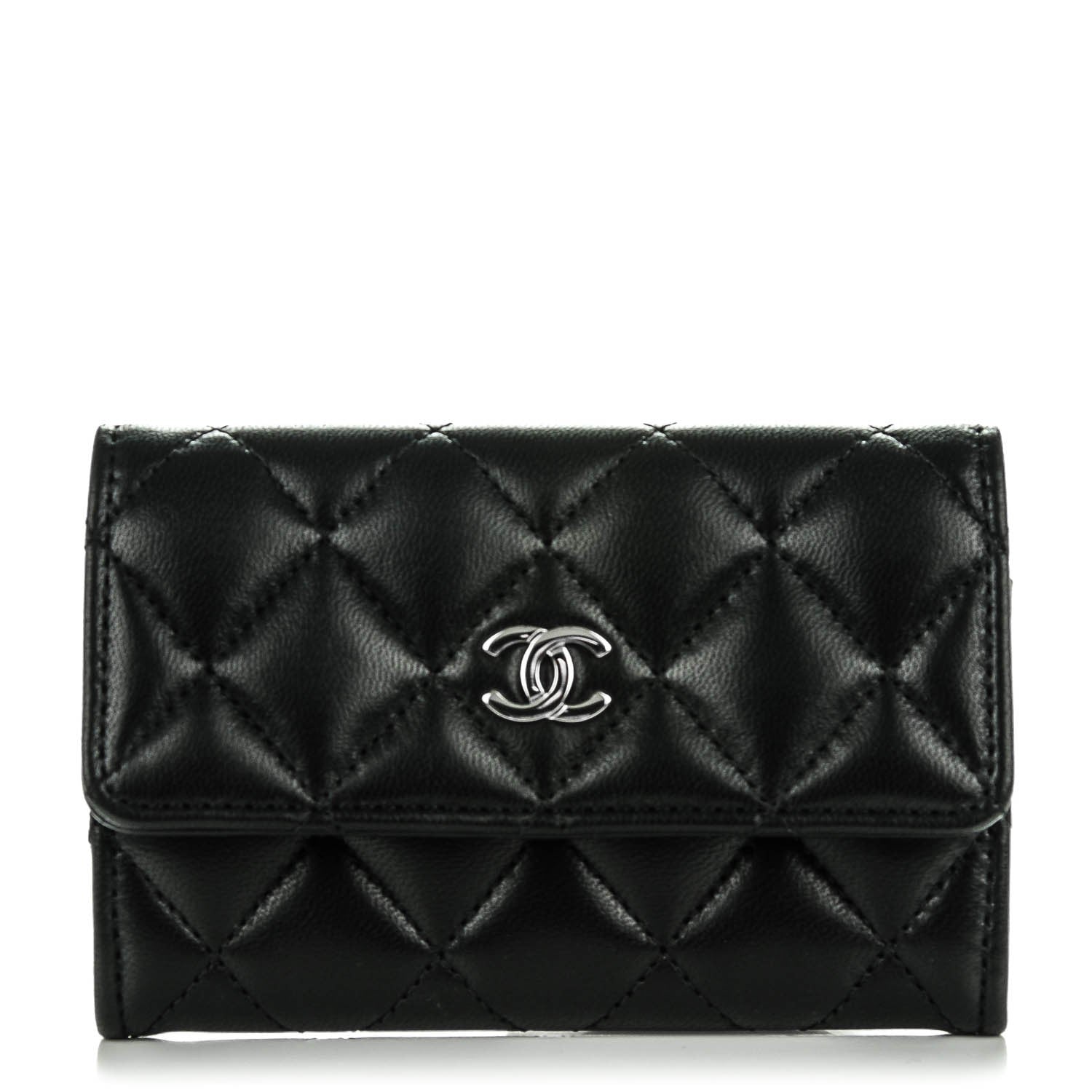 Chanel Lambskin Quilted Flap Card Holder Black 1 of 8
