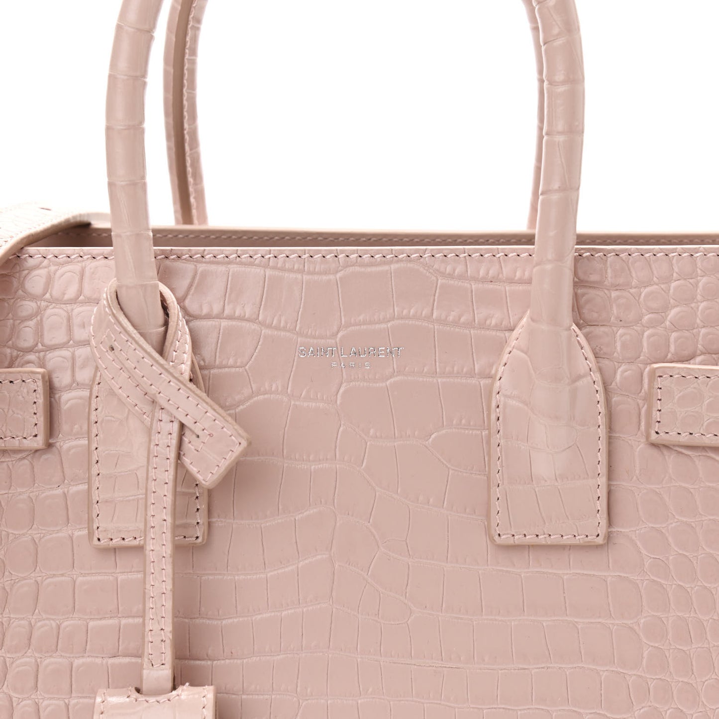 Calfskin Crocodile Embossed Baby Sac De Jour Rose Antic