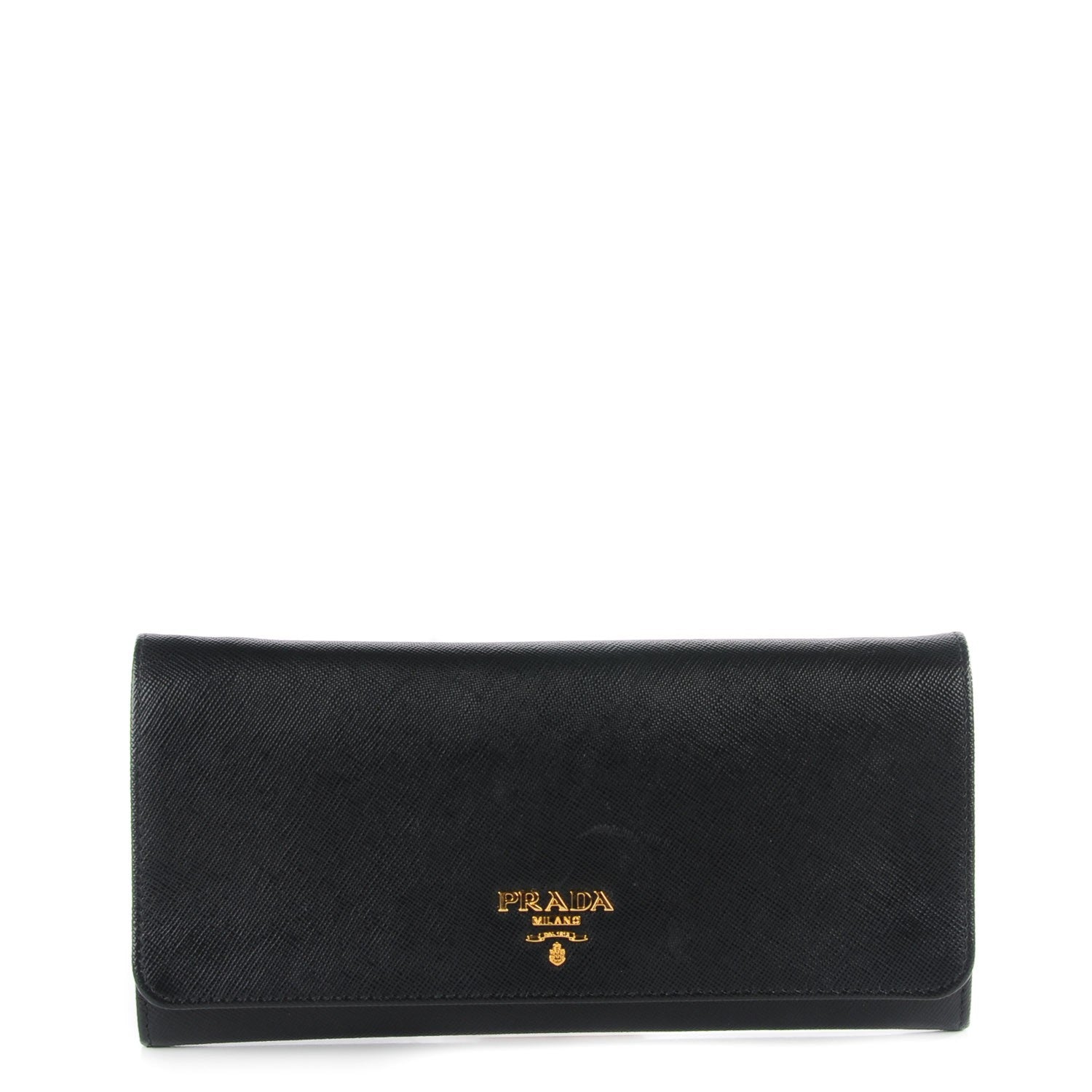 Prada Saffiano Metal Oro Chain Wallet Nero Black 1 of 8