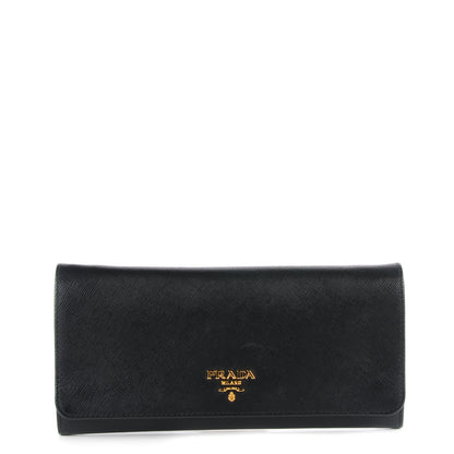 Prada Saffiano Metal Oro Chain Wallet Nero Black 1 of 8