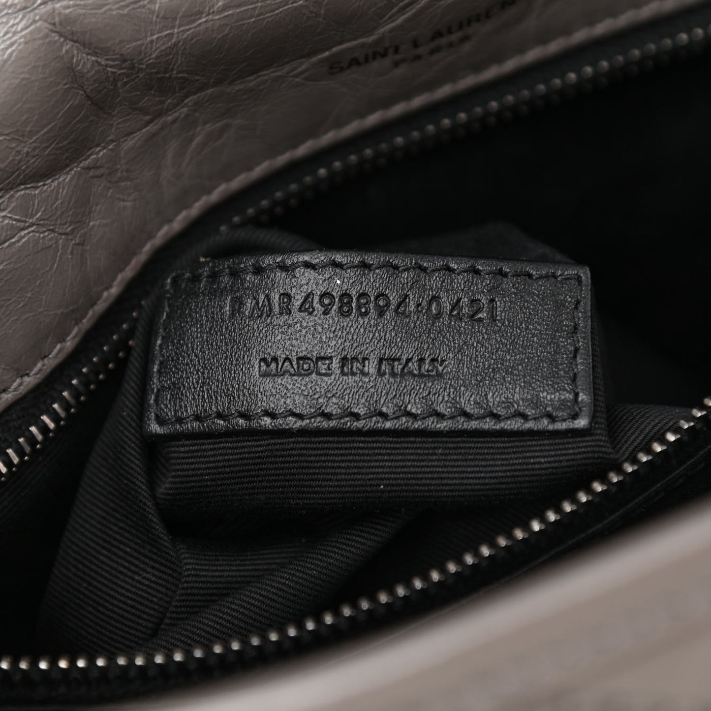 Crinkled Calfskin Matelasse Monogram Medium Niki Chain Satchel Fog