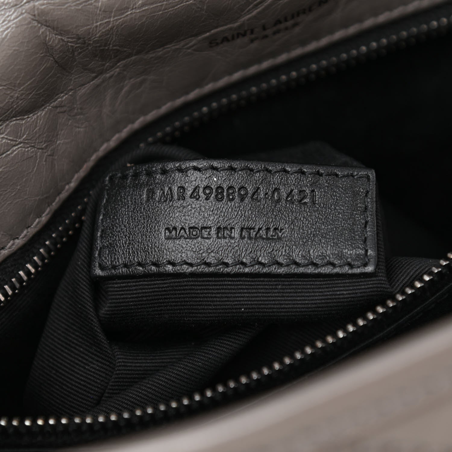 Saint Laurent Crinkled Calfskin Matelasse Monogram Medium Niki Chain Satchel Fog 7 of 8