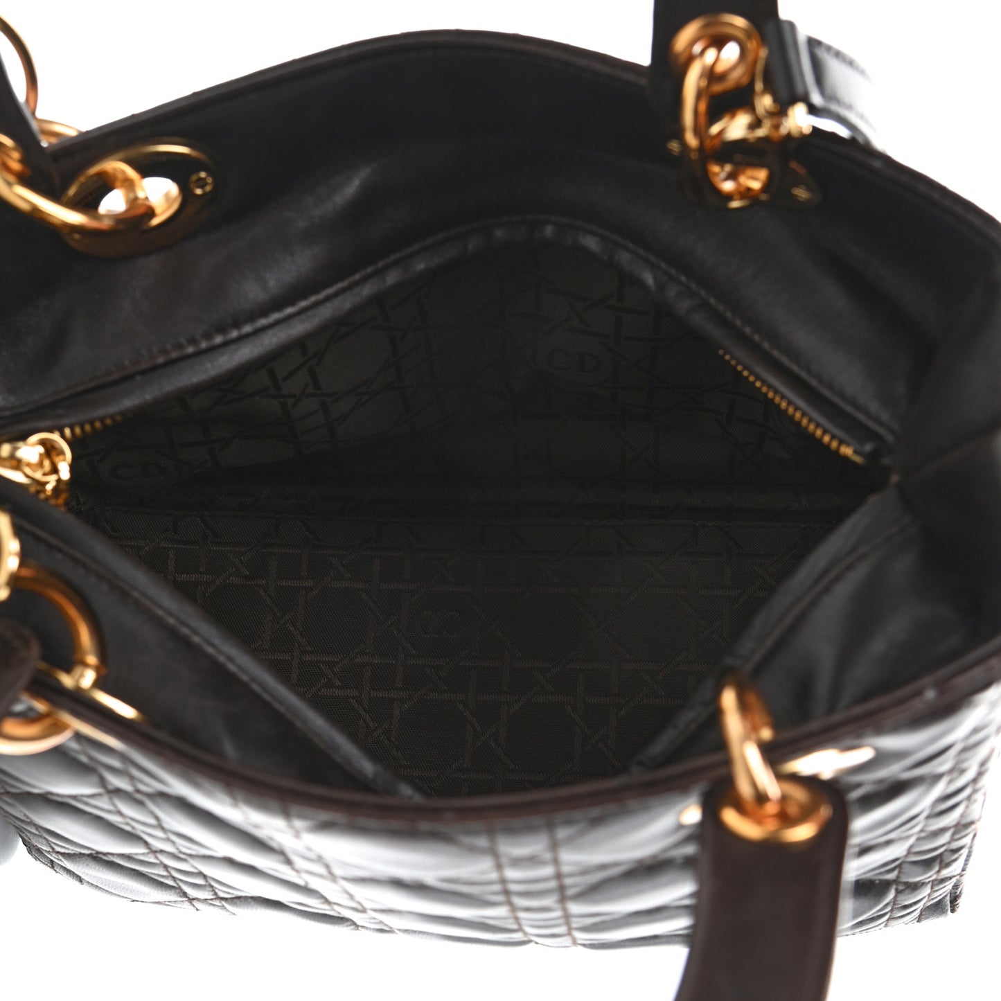 Lambskin Cannage Medium Lady Dior Dark Brown