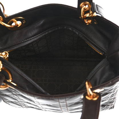 Christian Dior Lambskin Cannage Medium Lady Dior Dark Brown 5 of 12